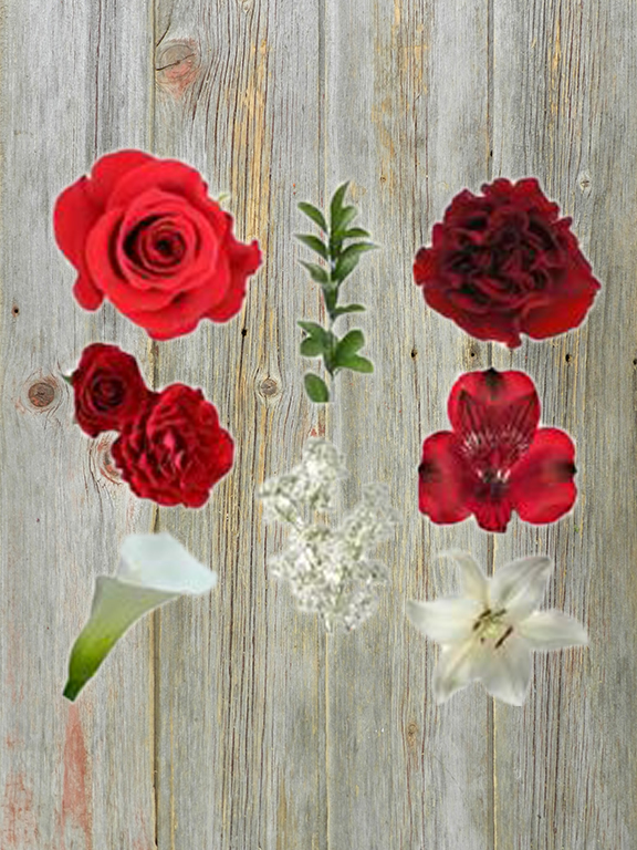 WENT TO THE MARKET FOR ASSORTED RED AND WHITE FLOWERS